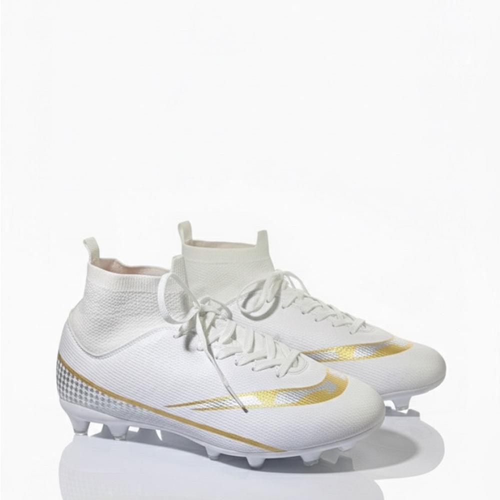 White and Gold Soccer Cleats